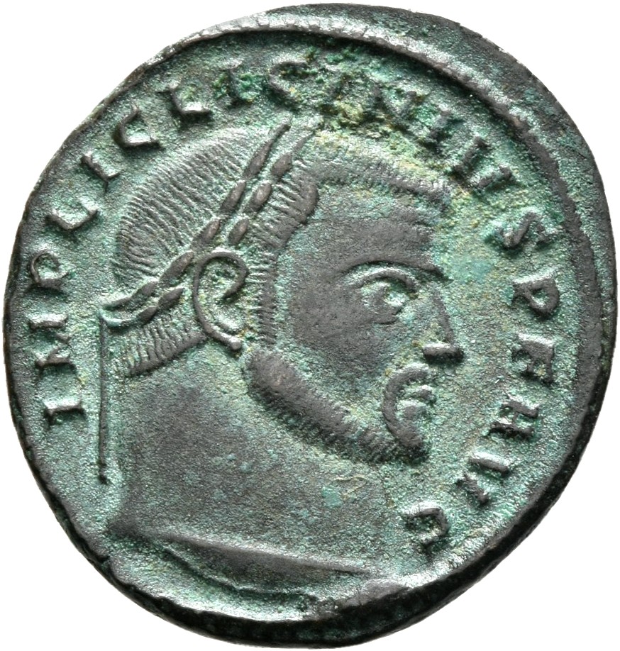 RIC VII Siscia 17 Licinius obverse, Head of Licinius, laureate, right