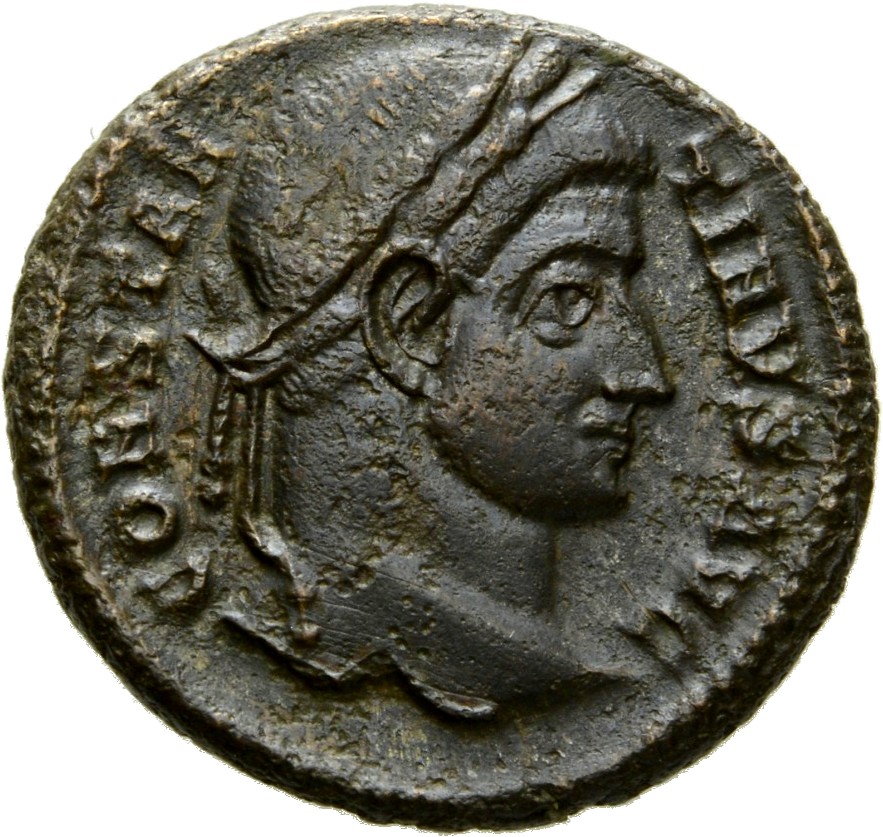 Constantine I obverse — Head of Constantine I, laureate, right