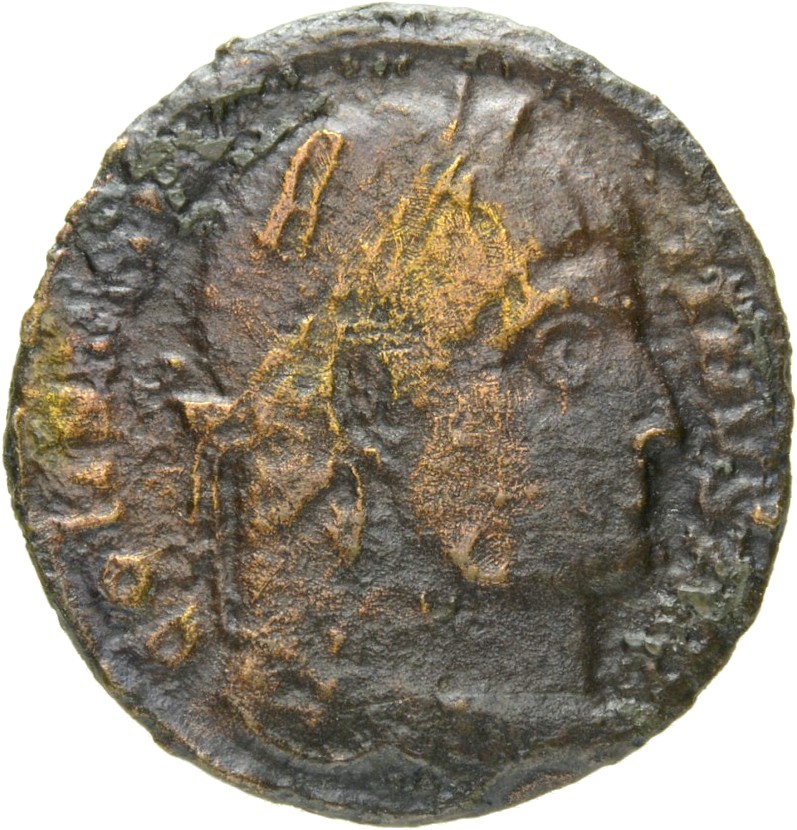 RIC VII Siscia 214 Constantine I obverse, Head of Constantine I, laureate, right