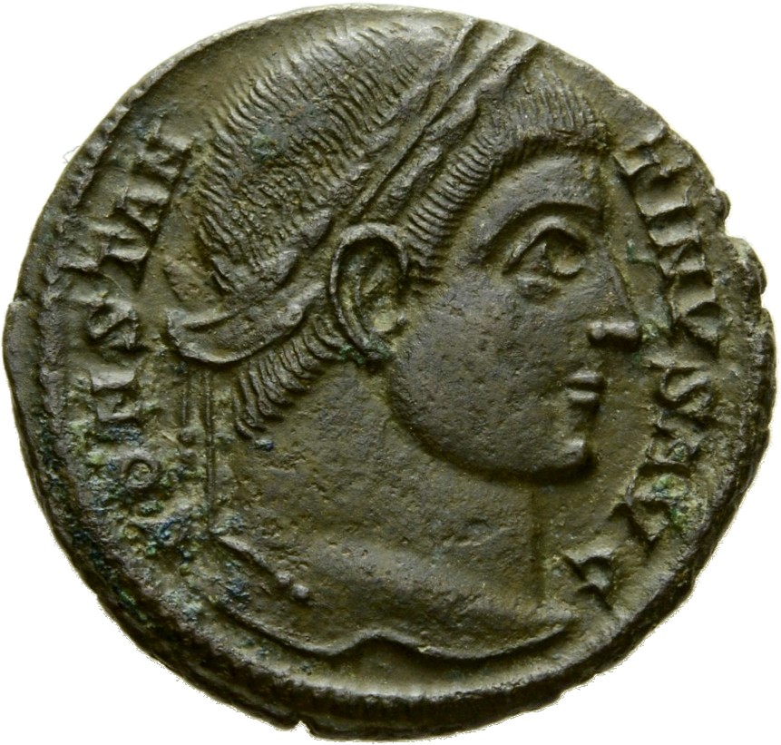 Constantine I obverse — Head of Constantine I, laureate, right