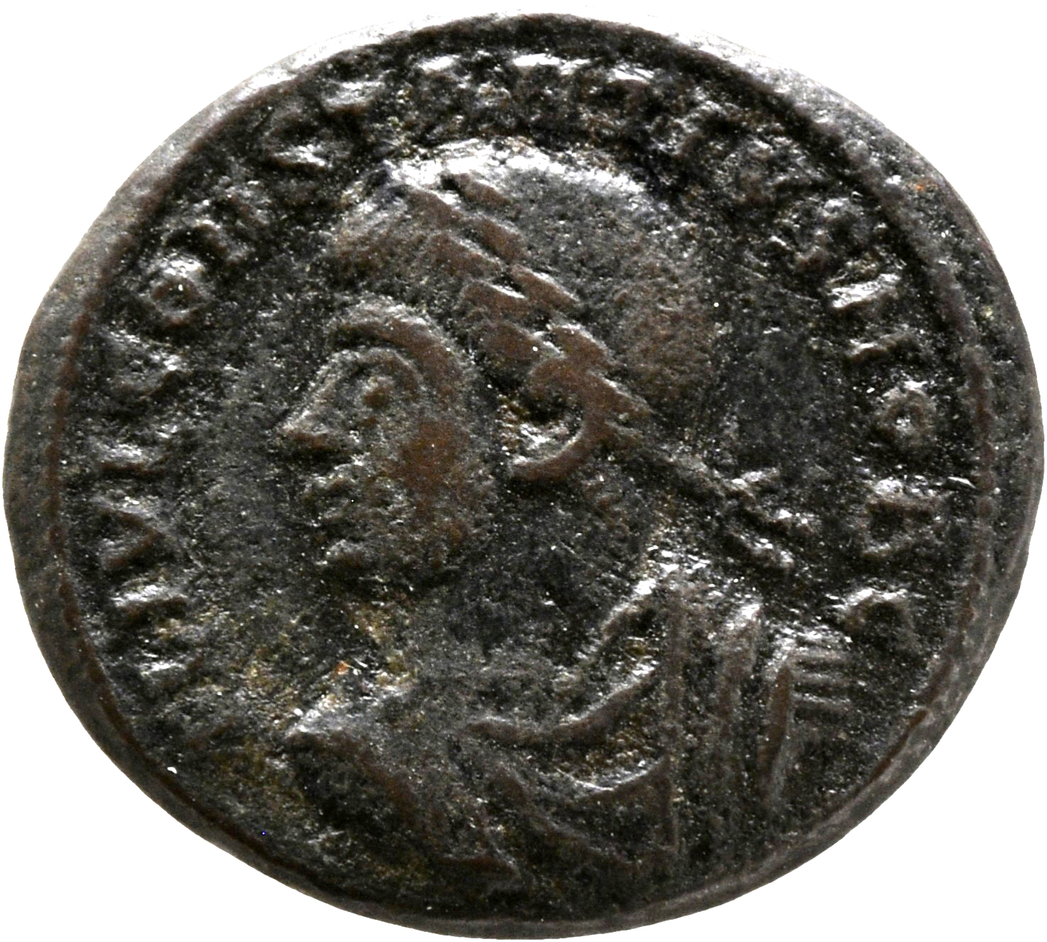 RIC VII Siscia 217 Constantine I obverse, Bust of Constantius II, laureate, draped, cuirassed, left