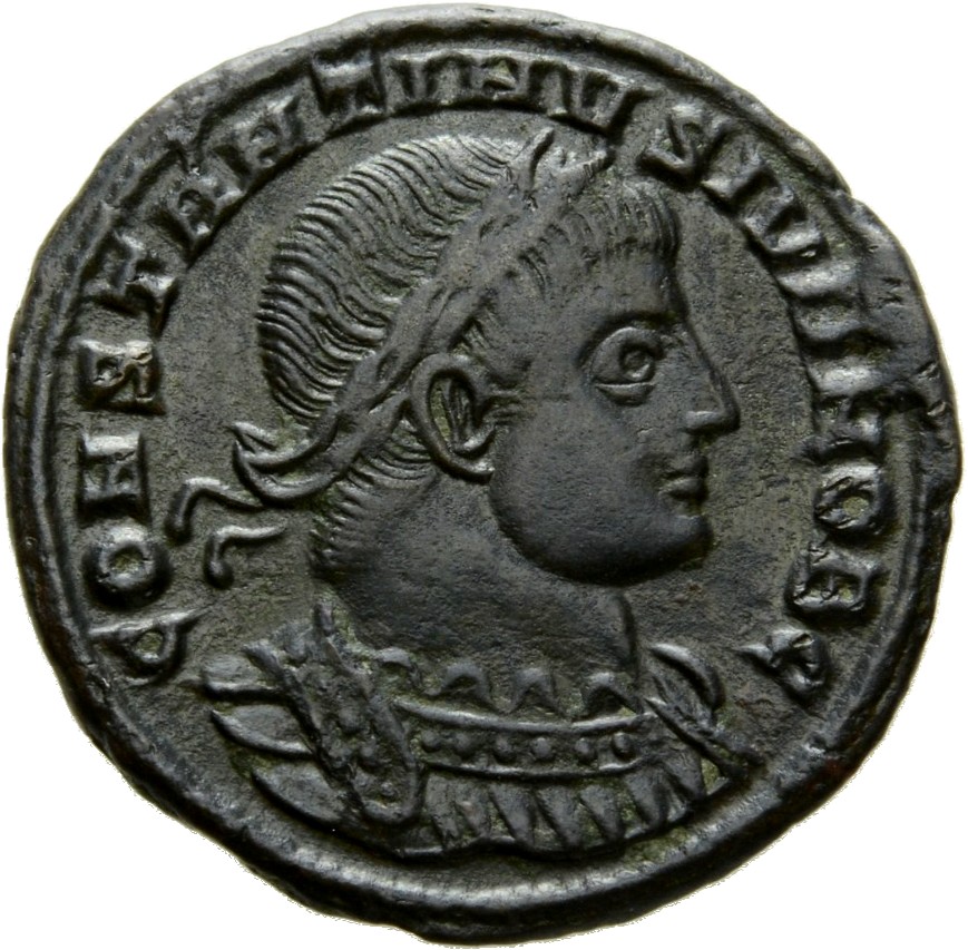 RIC VII Siscia 220 Constantine I obverse, Bust of Constantine II, laureate, cuirassed, right