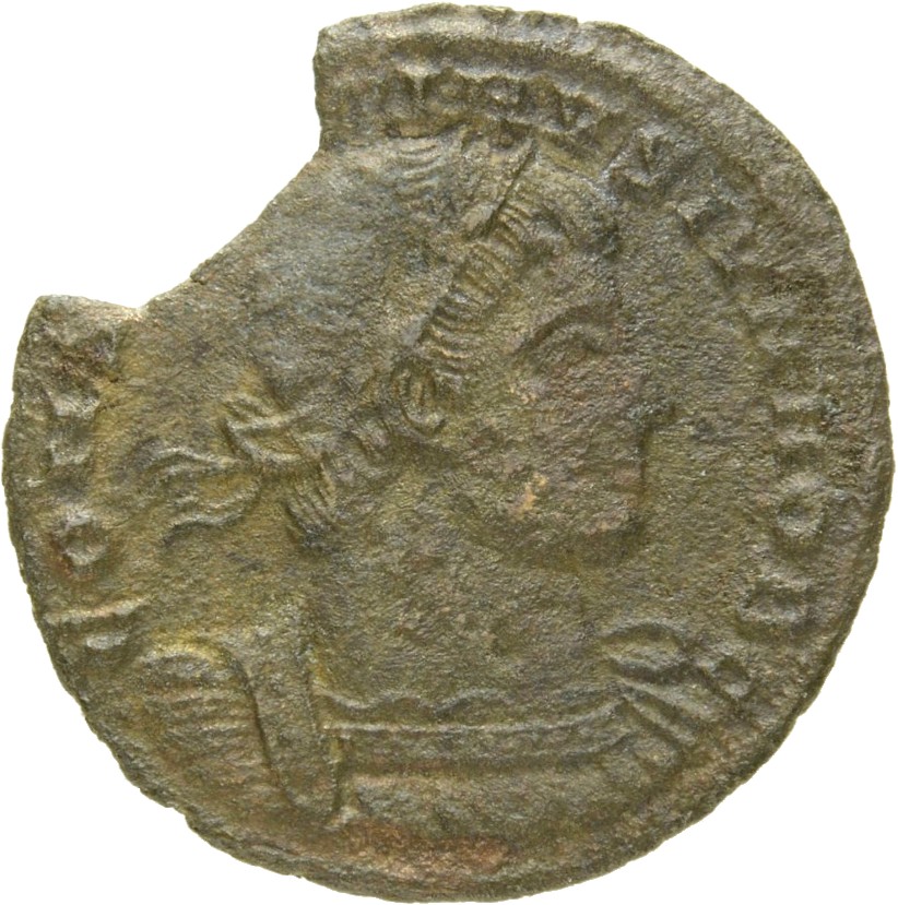 Constantine I obverse — Bust of Constantine II, laureate, cuirassed, right