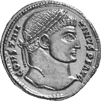 RIC VII Siscia 23 Constantine I obverse, Head of Constantine I, laureate, right