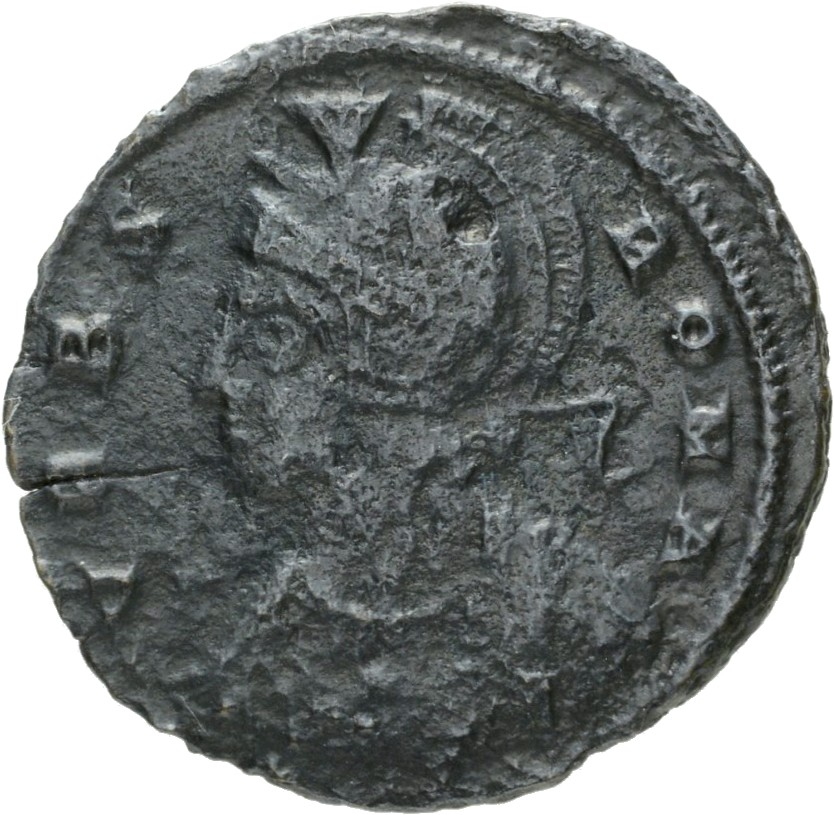 RIC VII Siscia 240 Constantine I obverse, Bust of Roma, helmeted, wearing imperial cloak, left