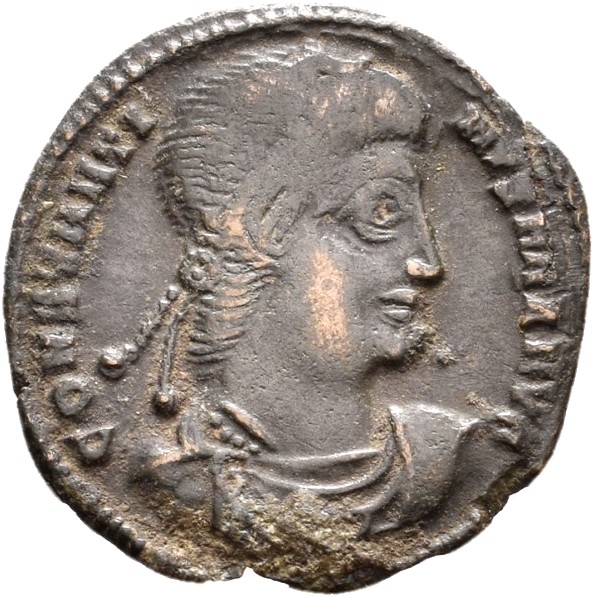 RIC VII Siscia 252 Constantine I obverse, Bust of Constantine I, rosette-diademed, draped, cuirassed, right