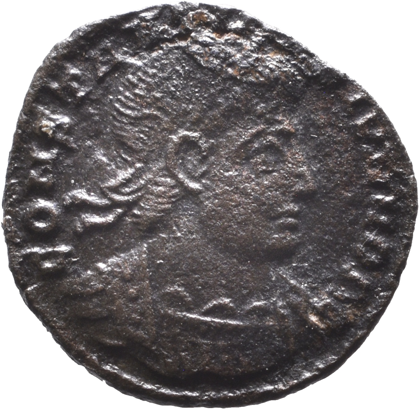 RIC VII Siscia 253 Constantine I obverse, Bust of Constantine II, laureate, cuirassed, right
