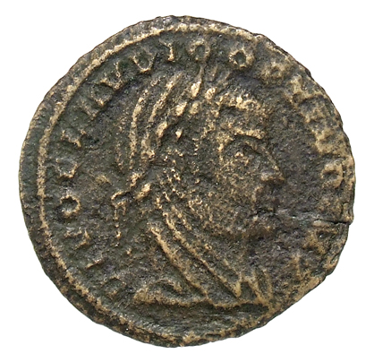 RIC VII Siscia 43 Constantine I obverse, Head of Claudius II Gothicus, veiled, laureate, right