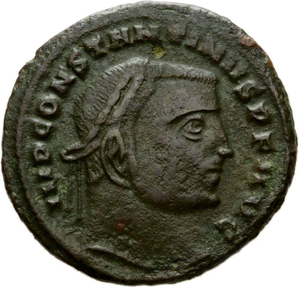 RIC VII Siscia 5 Licinius obverse, Head of Constantine I, laureate, right