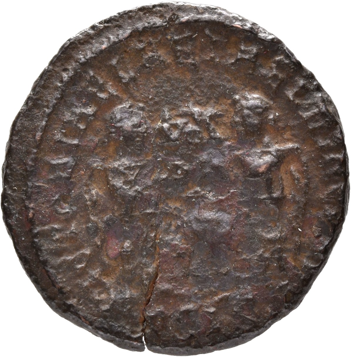 RIC VII Siscia 53 Constantine I reverse, Two Victories, winged, draped, facing each other, holding a shield inscribed VOT/...