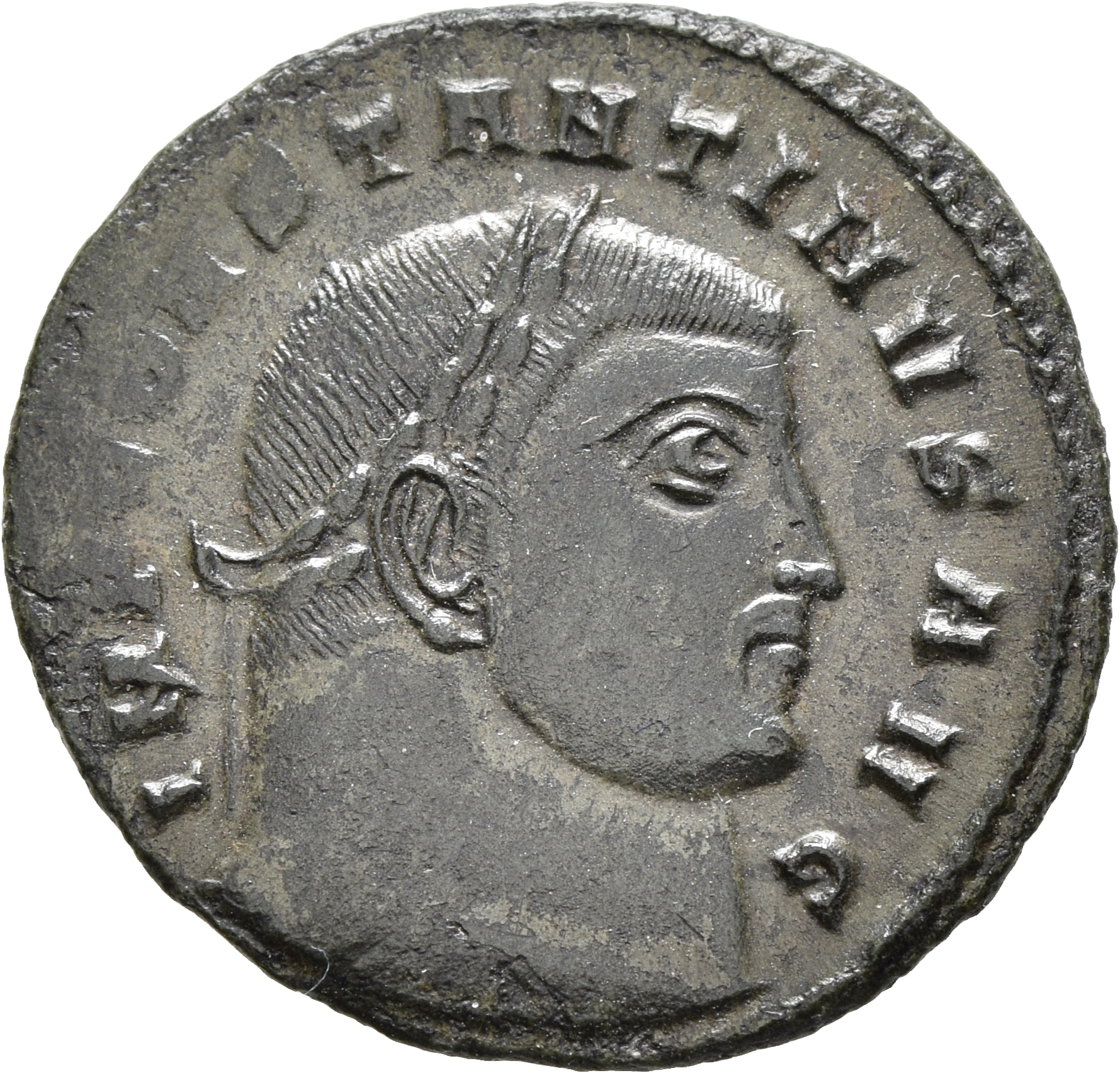 RIC VII Siscia 7 Licinius obverse, Head of Constantine I, laureate, right