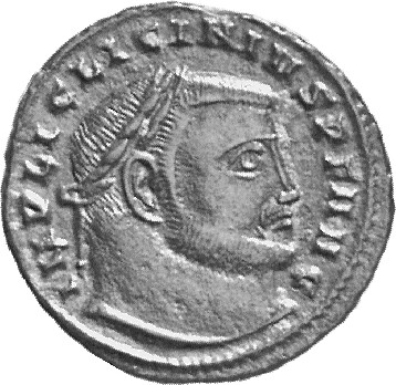 RIC VII Siscia 8 Licinius obverse, Head of Licinius, laureate, right