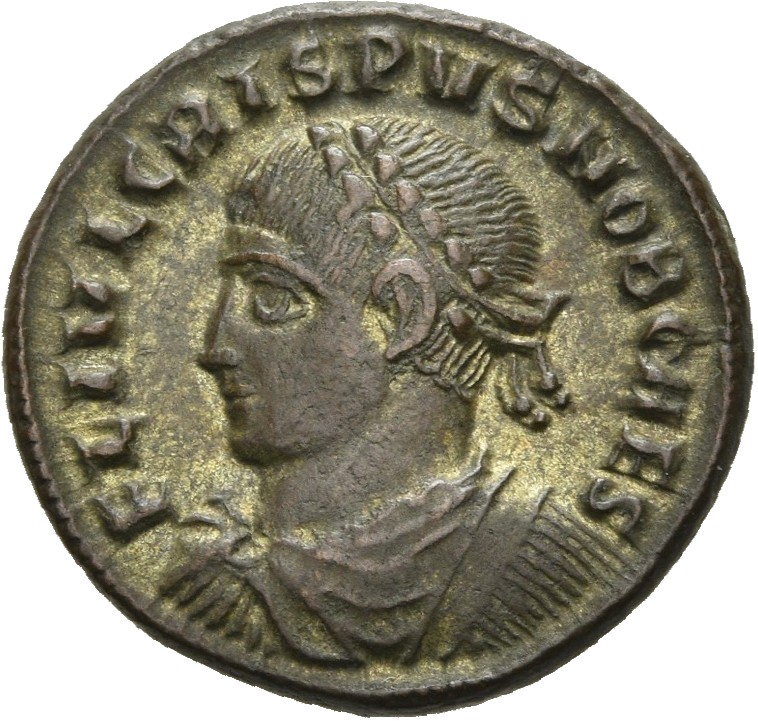 RIC VII Thessalonica 125 Constantine I obverse, Bust of Crispus, laureate, draped, cuirassed, left