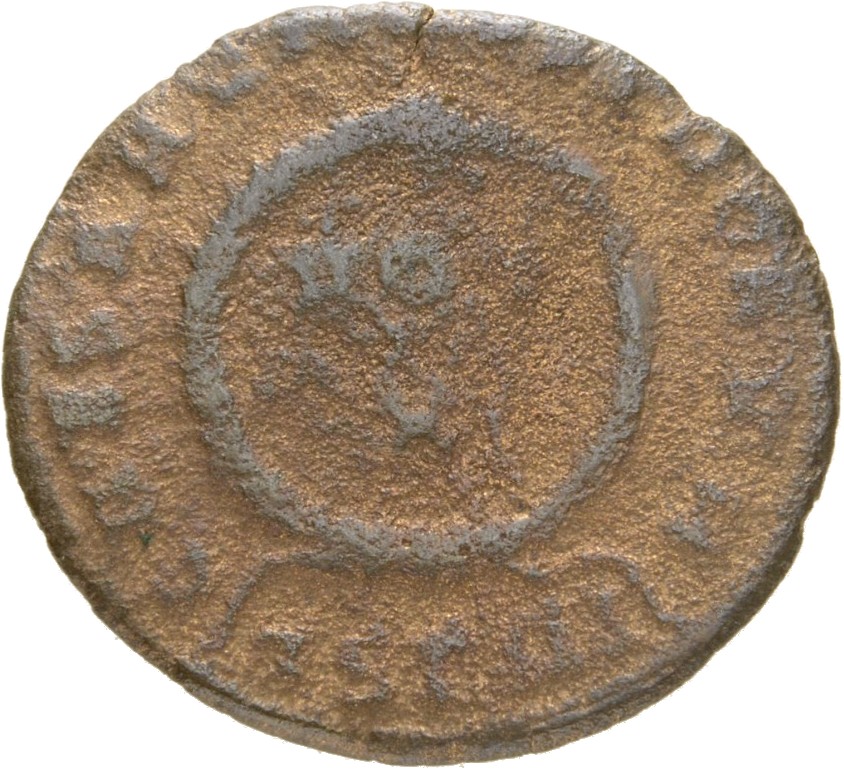 RIC VII Thessalonica 127 Constantine I reverse, VOT/X within a laurel wreath