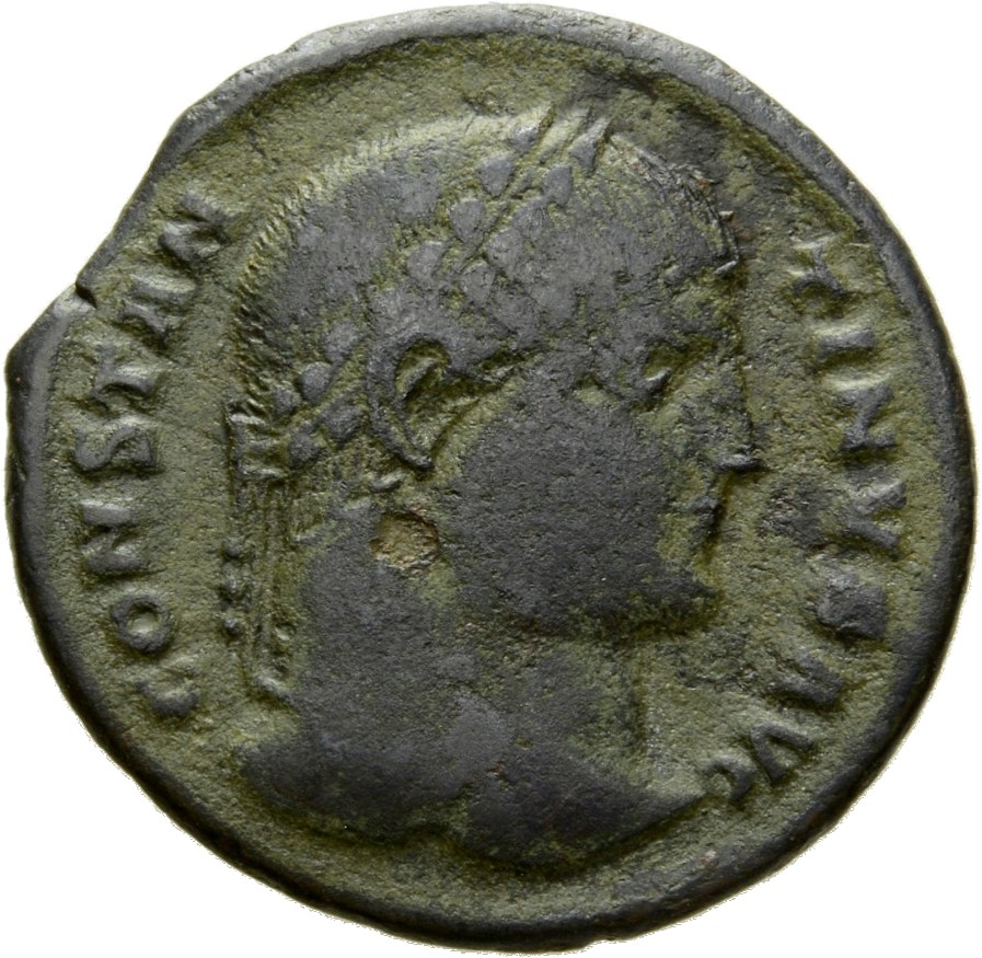 RIC VII Thessalonica 153 Constantine I obverse, Head of Constantine I, laureate, right