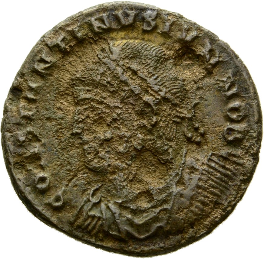 Constantine I obverse — Bust of Constantine II, laureate, draped, cuirassed, left