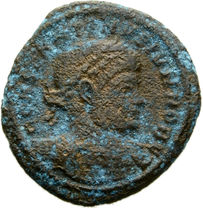 Constantine I obverse — Bust of Constantine II, laureate, cuirassed, right