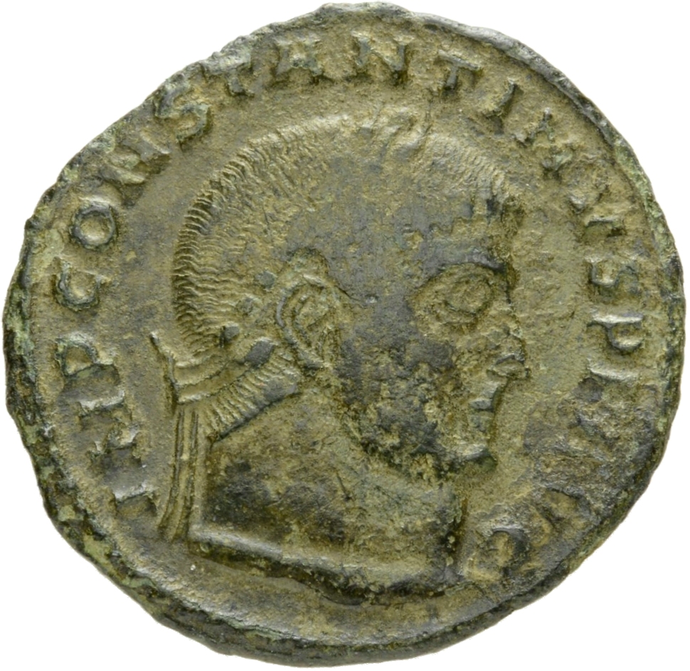 Constantine I obverse — Head of Constantine I, laureate, right