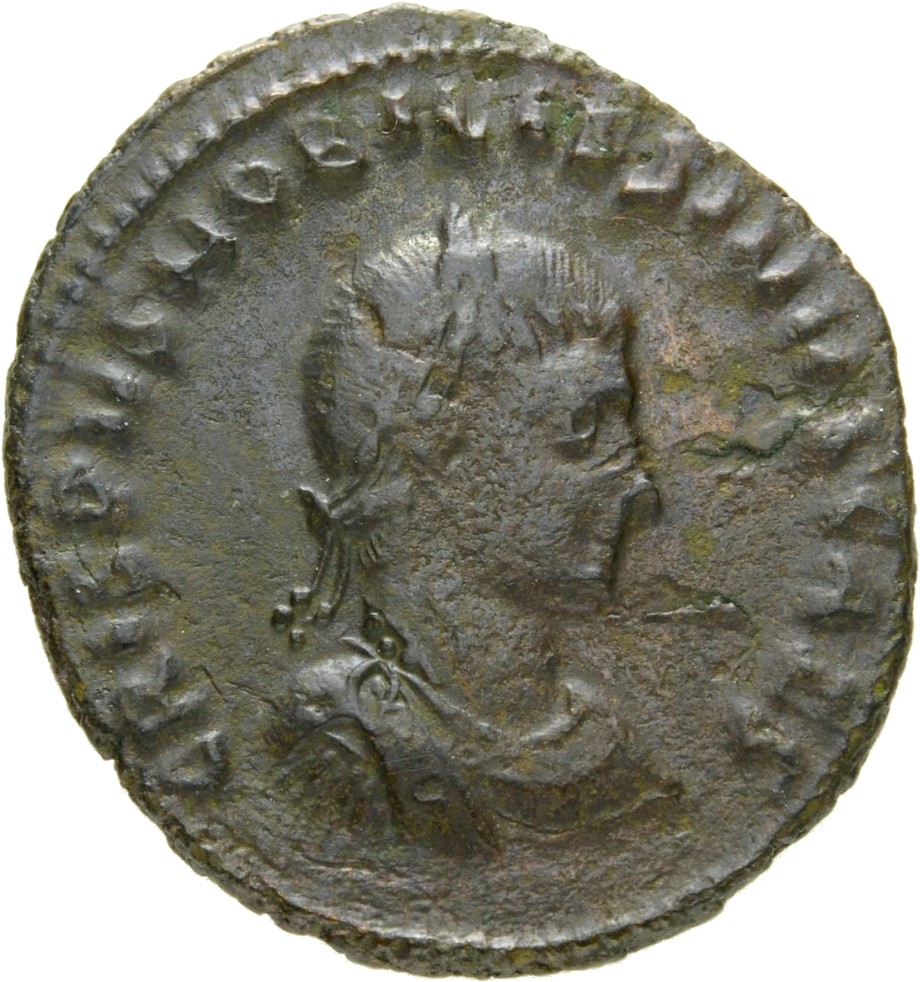 Constantine I obverse — Bust of Crispus, laureate, draped, cuirassed, right