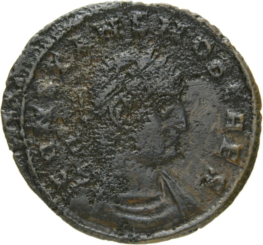 Constantine I obverse — Bust of Constans, laureate, draped, cuirassed, right