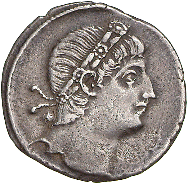 RIC VII Thessalonica 214 Constantine I obverse, Head of Constantine I, rosette-diademed, right, looking upward