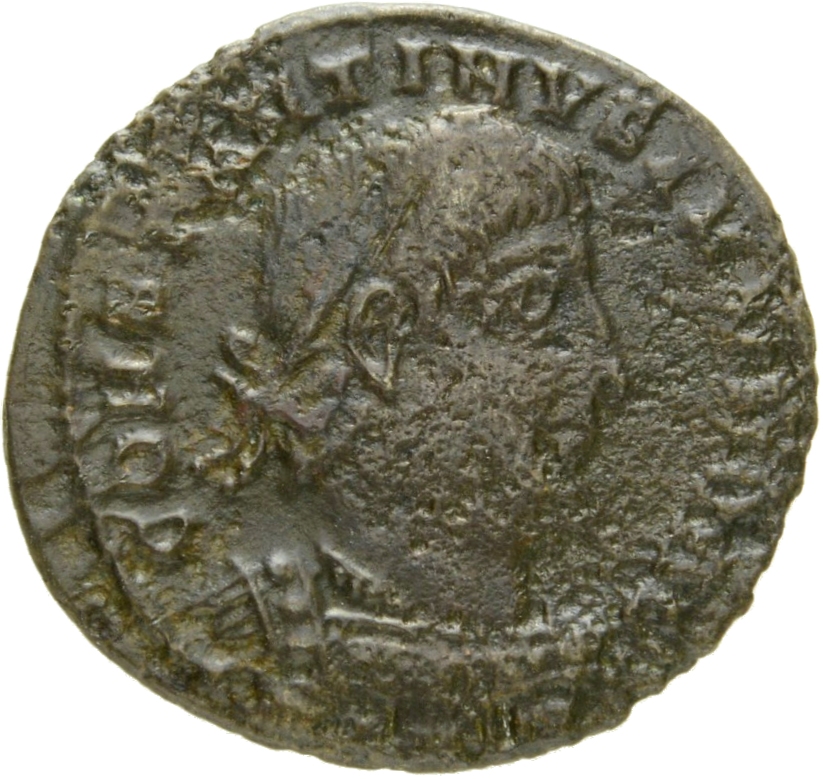 RIC VII Thessalonica 223 Constantine I obverse, Bust of Constantine II, laureate, cuirassed, right