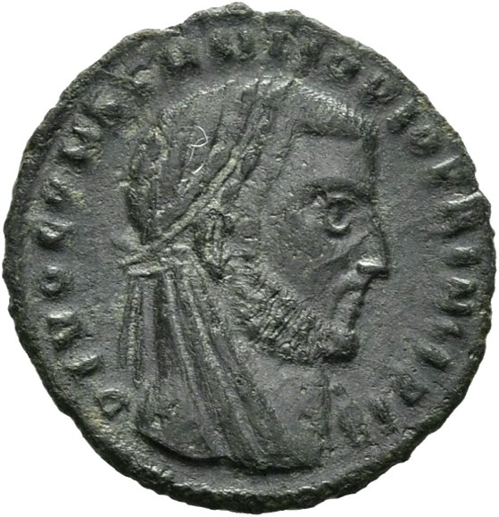 RIC VII Thessalonica 25 Constantine I obverse, Head of Constantius Chlorus, veiled, laureate, right