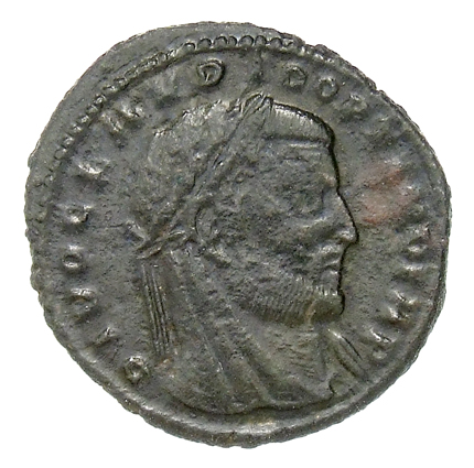 RIC VII Thessalonica 26 Constantine I obverse, Head of Claudius II Gothicus, veiled, laureate, right