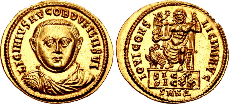 RIC VII Thessalonica 41 Constantine I obverse, Bust of Licinius II, laureate, draped, cuirassed, right
