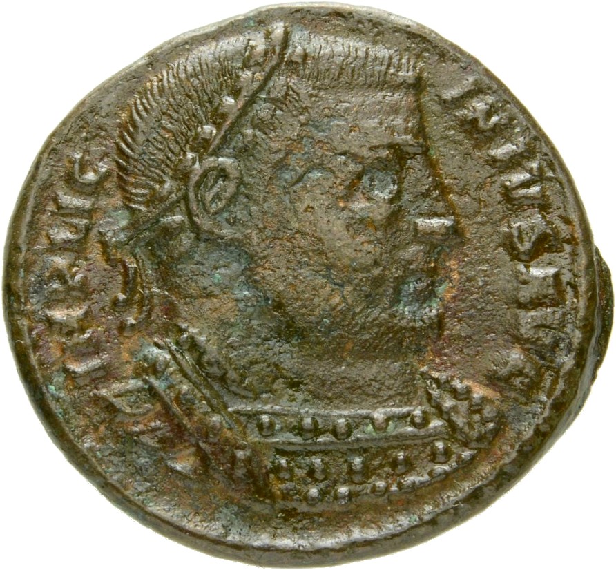 Constantine I obverse — Bust of Licinius, laureate, cuirassed, right