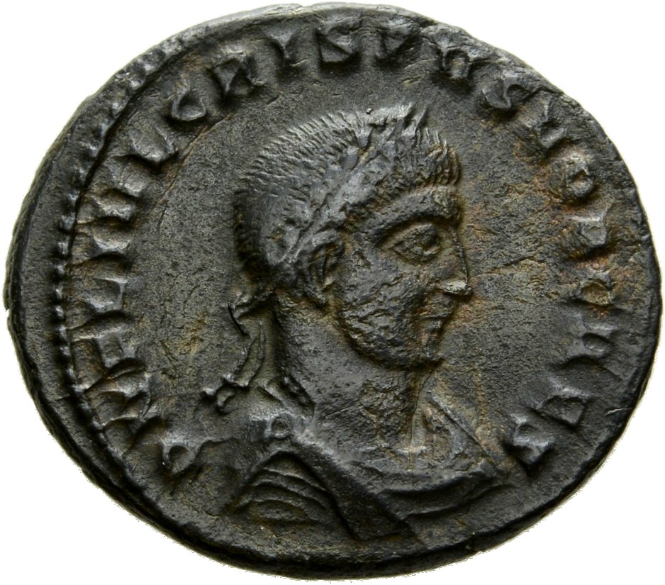 RIC VII Thessalonica 62 Constantine I obverse, Bust of Crispus, laureate, draped, cuirassed, right