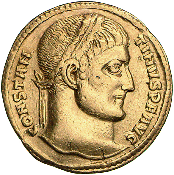 RIC VII Thessalonica 8 Constantine I obverse, Head of Constantine I, laureate, right