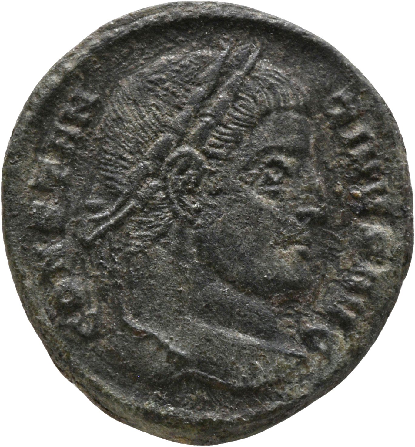 RIC VII Ticinum 130 Constantine I obverse, Head of Constantine I, laureate, right