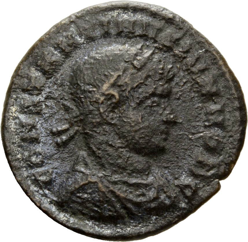 Constantine I obverse — Bust of Constantine II, laureate, draped, cuirassed, right