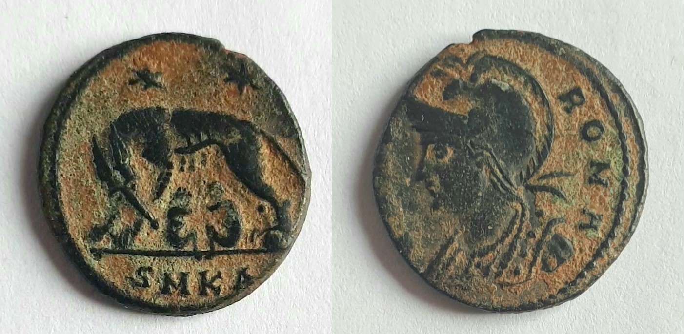 RIC VII Ticinum 74 Constantine I obverse, Bust of Crispus, laureate, cuirassed, right