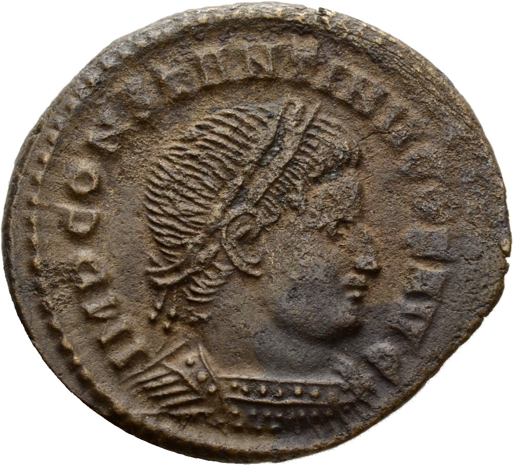 Constantine I obverse — Bust of Constantine I, laureate, cuirassed, right