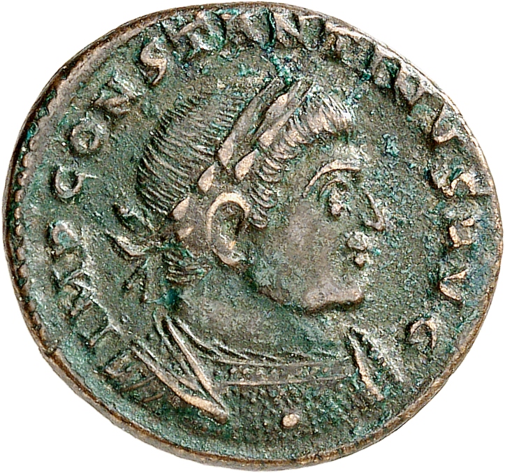 RIC VII Treveri 102 Constantine I obverse, Bust of Constantine I, laureate, cuirassed, right
