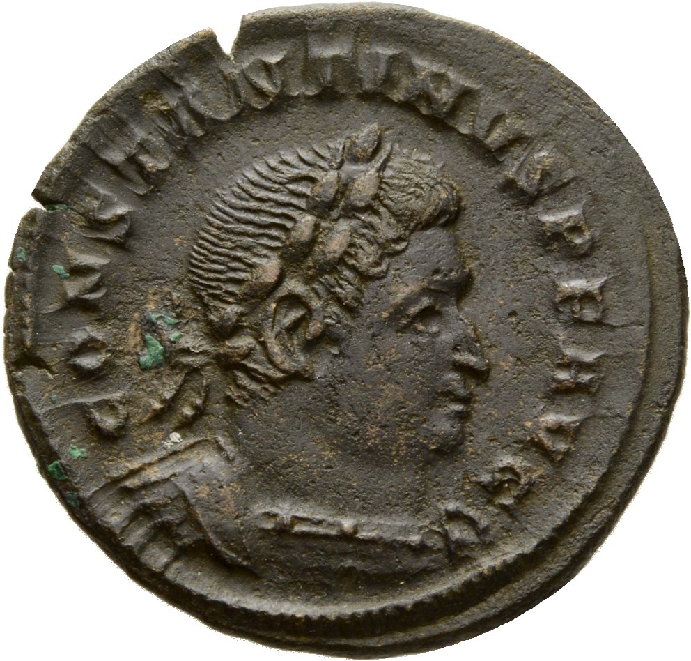 RIC VII Treveri 105 Constantine I obverse, Bust of Constantine I, laureate, cuirassed, right