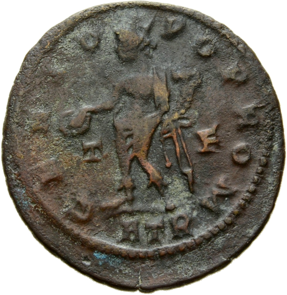 RIC VII Treveri 121 Constantine I reverse, Genius, turreted, draped with himation, standing left, holding patera in right ...