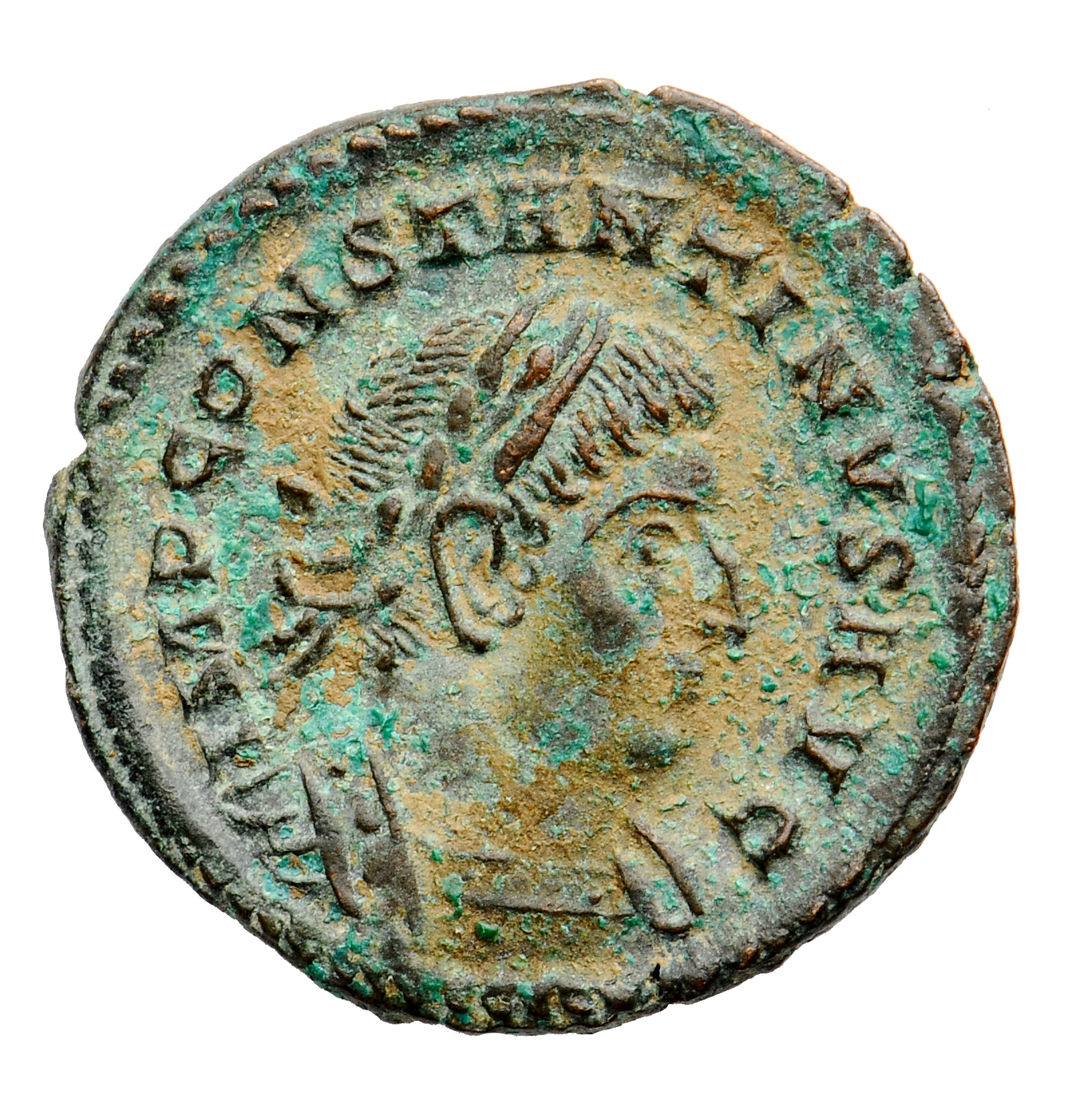 Constantine I obverse — Bust of Constantine I, laureate, cuirassed, right