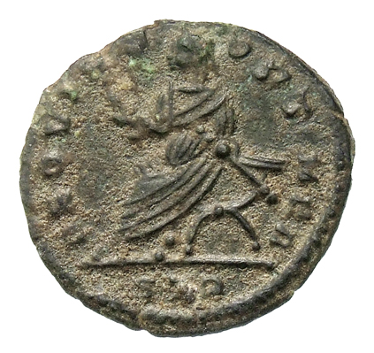 RIC VII Treveri 205 Constantine I reverse, Maximian, veiled, draped, seated left in curule chair, holding short sceptre in...