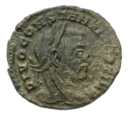 RIC VII Treveri 206 Constantine I obverse, Head of Constantius Chlorus, veiled, laureate, right