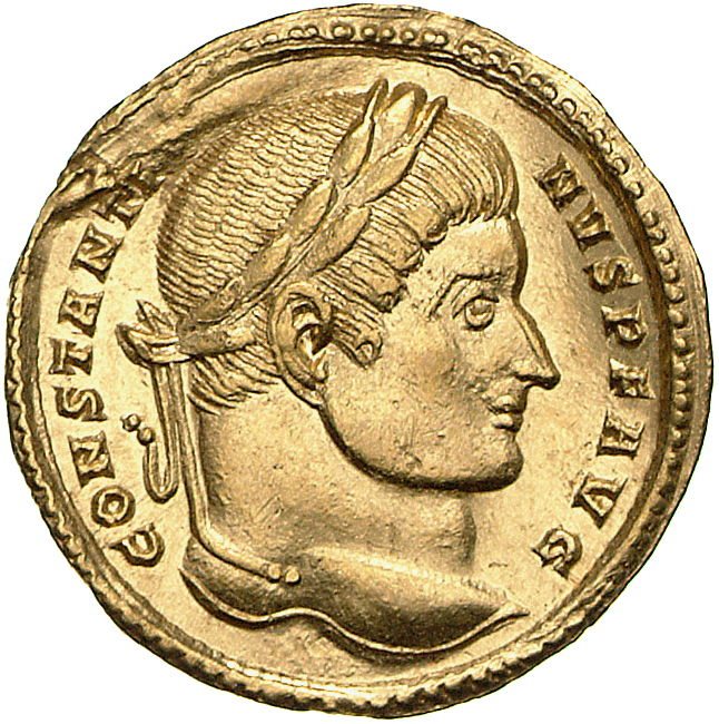RIC VII Treveri 241 Constantine I obverse, Bust of Constantine I, laureate, draped, cuirassed, right