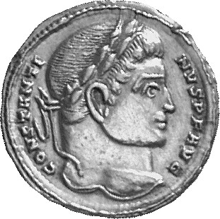 RIC VII Treveri 27 Constantine I obverse, Head of Constantine I, laureate, right