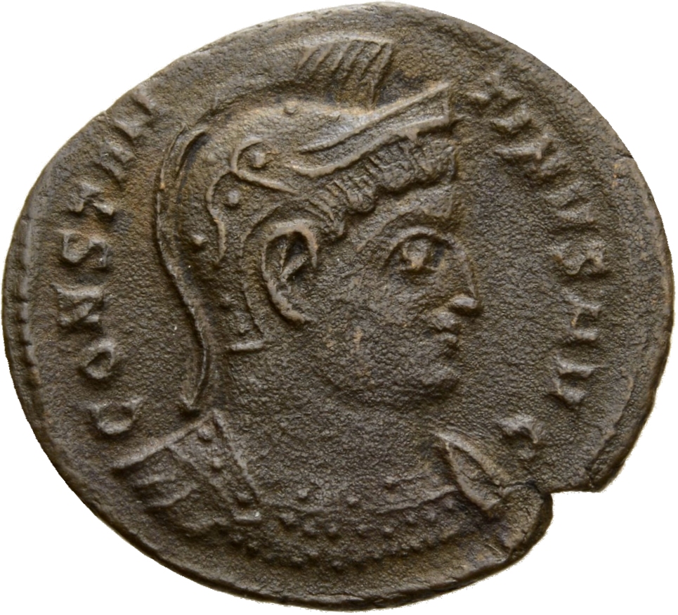 RIC VII Treveri 303 Constantine I obverse, Bust of Constantine I, helmeted, cuirassed, right