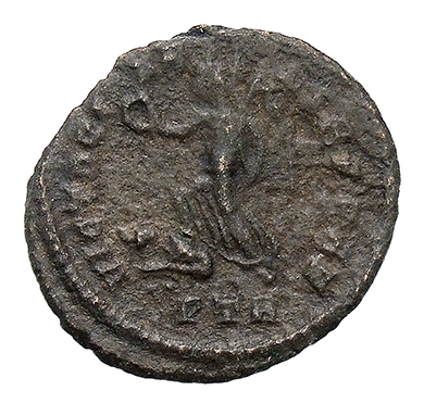 RIC VII Treveri 337 Constantine I reverse, Victory, winged, draped, advancing left, holding wreath in right hand and branc...