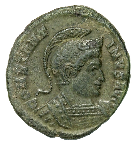RIC VII Treveri 368 Constantine I obverse, Bust of Constantine I, helmeted, cuirassed, right