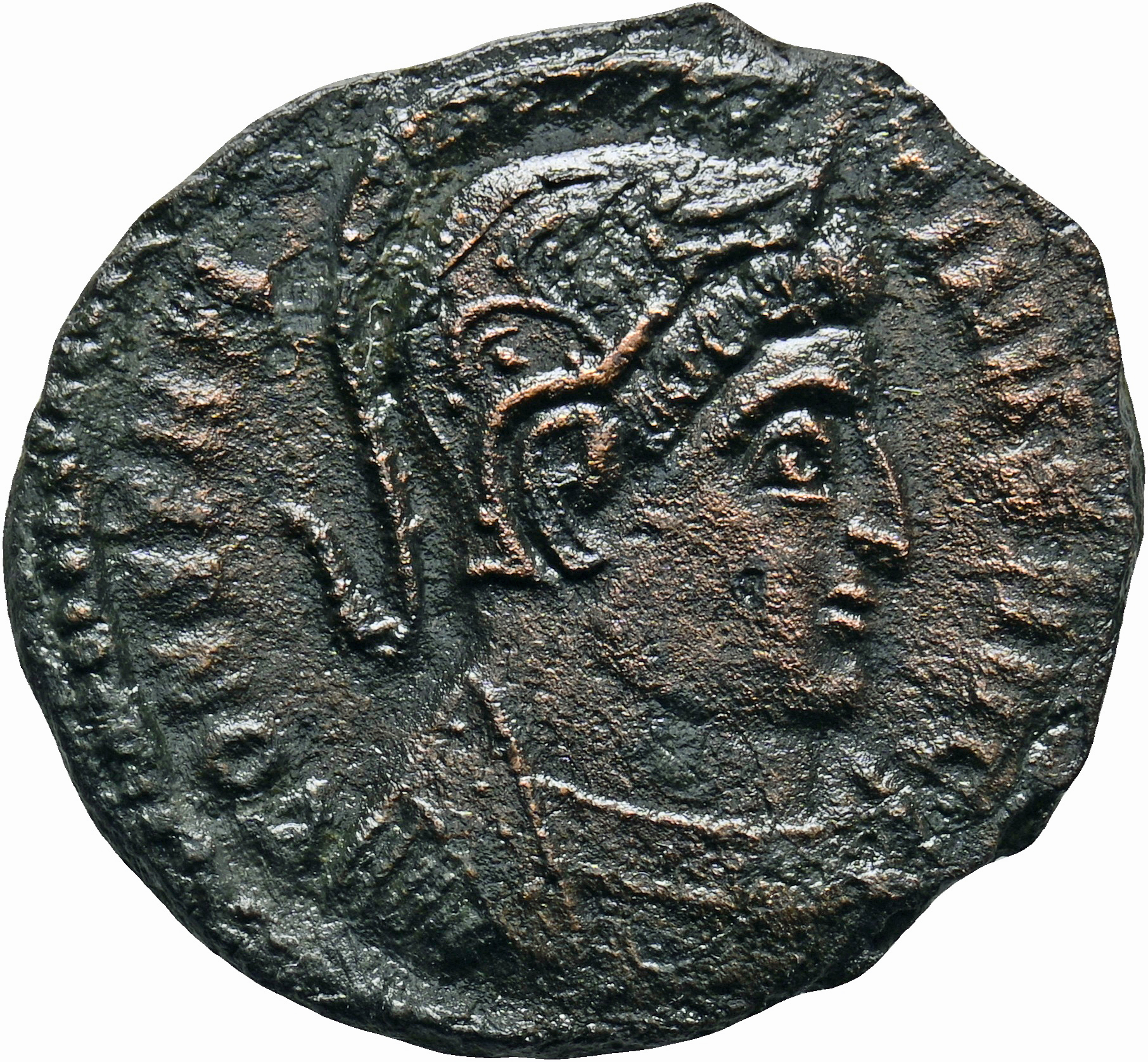 RIC VII Treveri 368 Constantine I obverse, Bust of Constantine I, helmeted, cuirassed, right