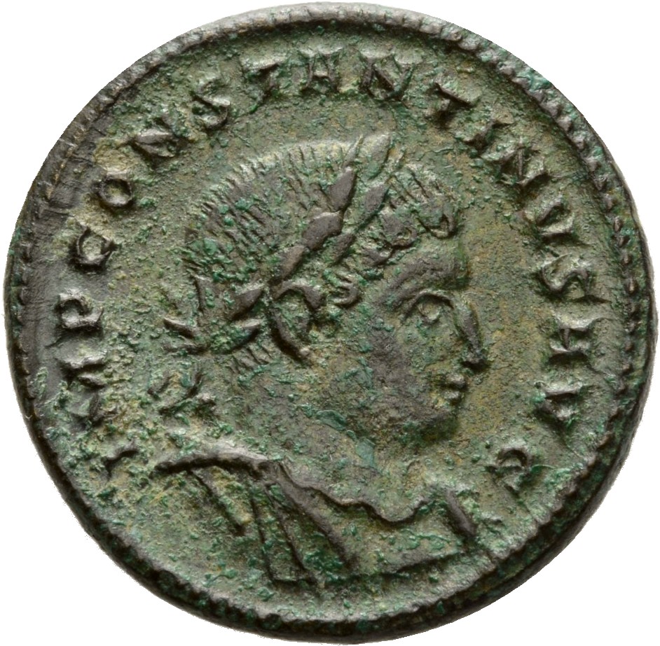 RIC VII Treveri 39 Constantine I obverse, Bust of Constantine I, laureate, draped, cuirassed, right