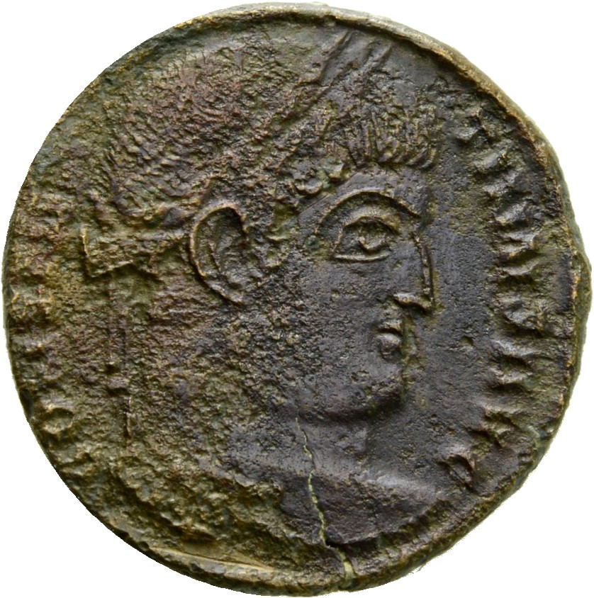 RIC VII Treveri 429 Constantine I obverse, Head of Constantine I, laureate, right
